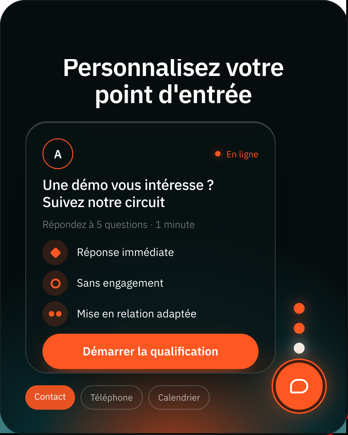 Widget et page de contact — personnalisez logo, couleurs et textes.
